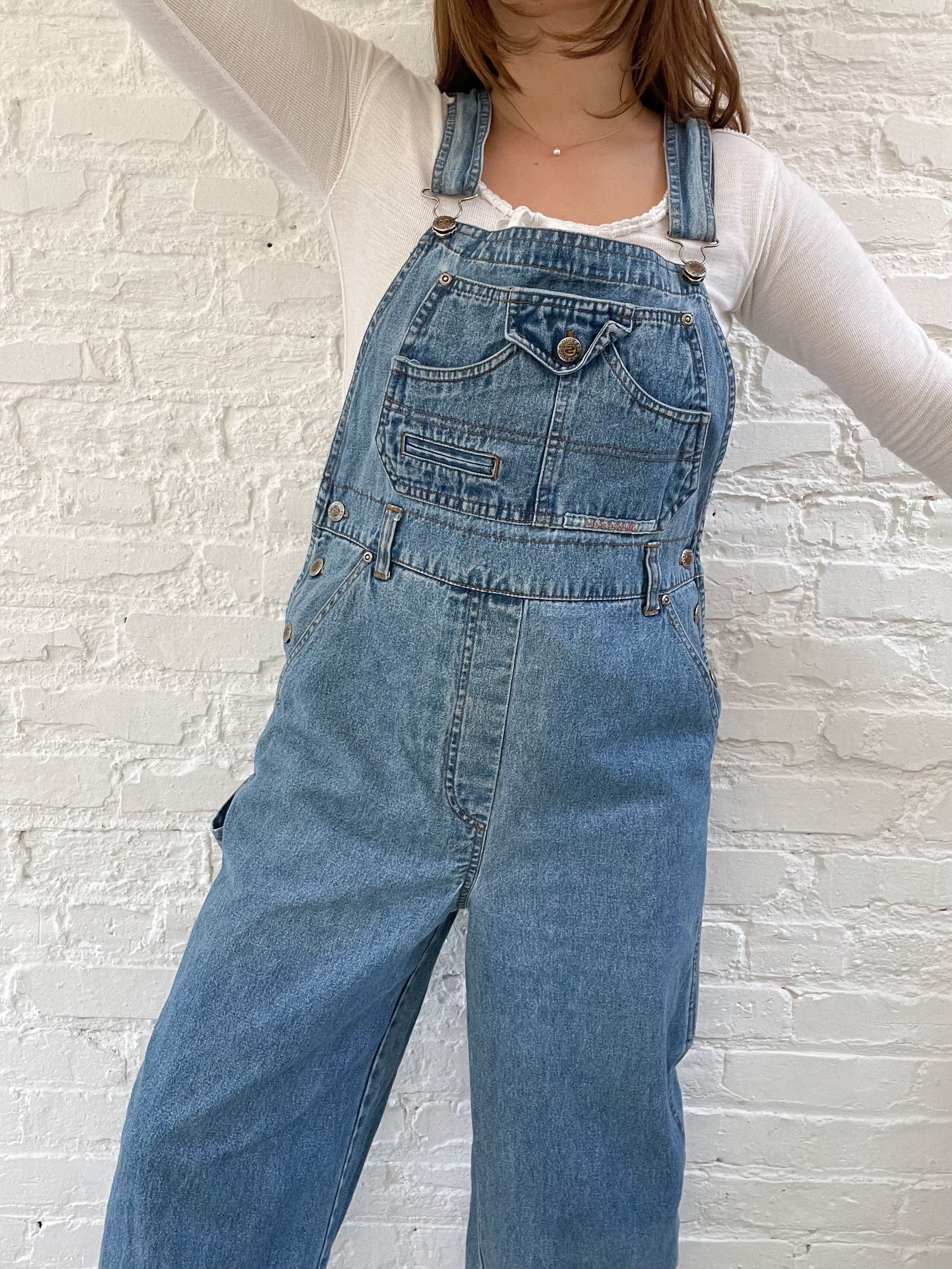 パンツ Vintage overalls Gloria Vanderbilt VTG Y2K Bib Jeans Overalls Wide Leg Small