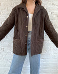 The Coffee Quilted Fleece Coat (M)