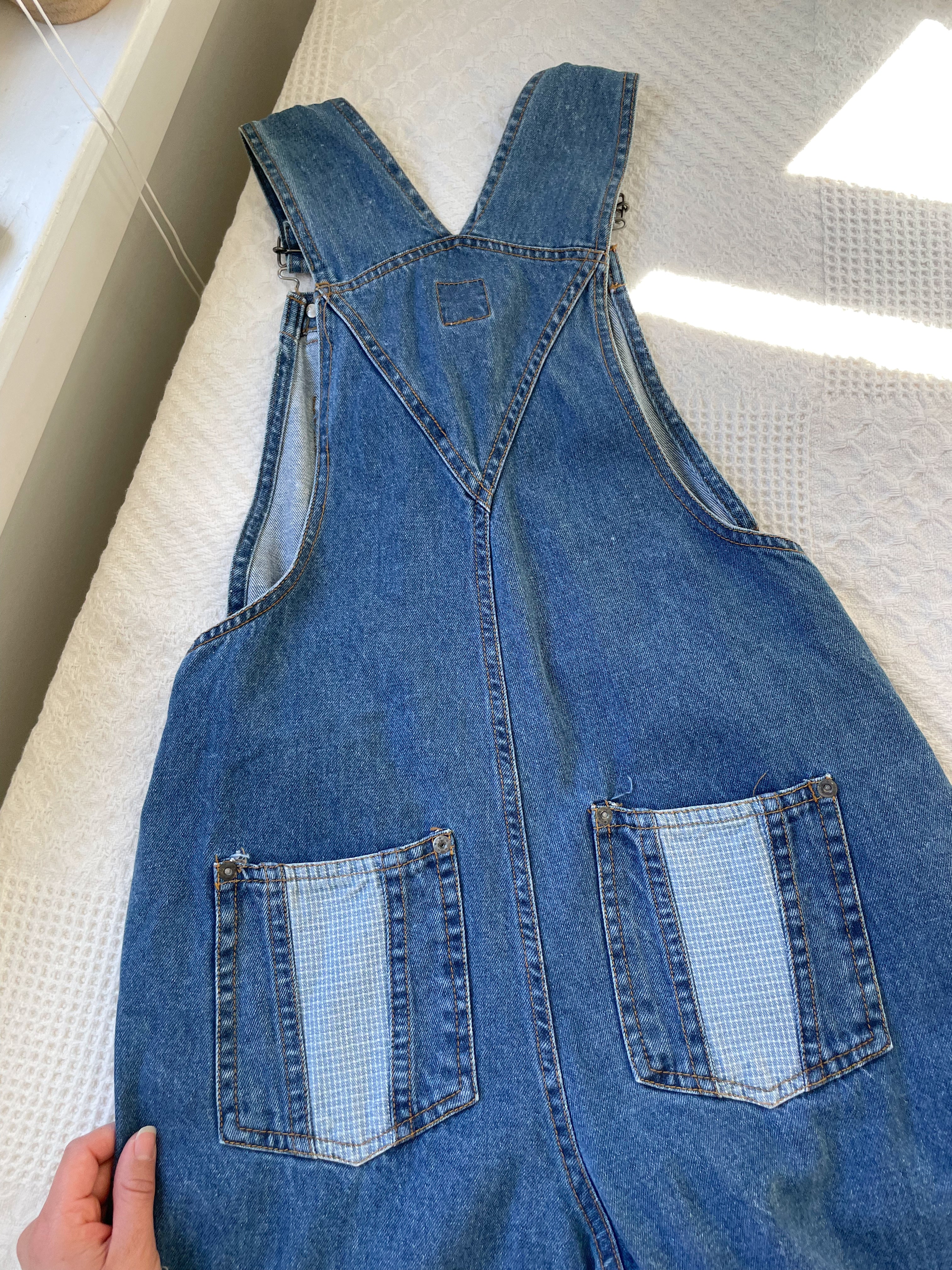 Vintage Patch Accent Overalls (S)