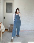 Light Wash Capri Overalls (S)