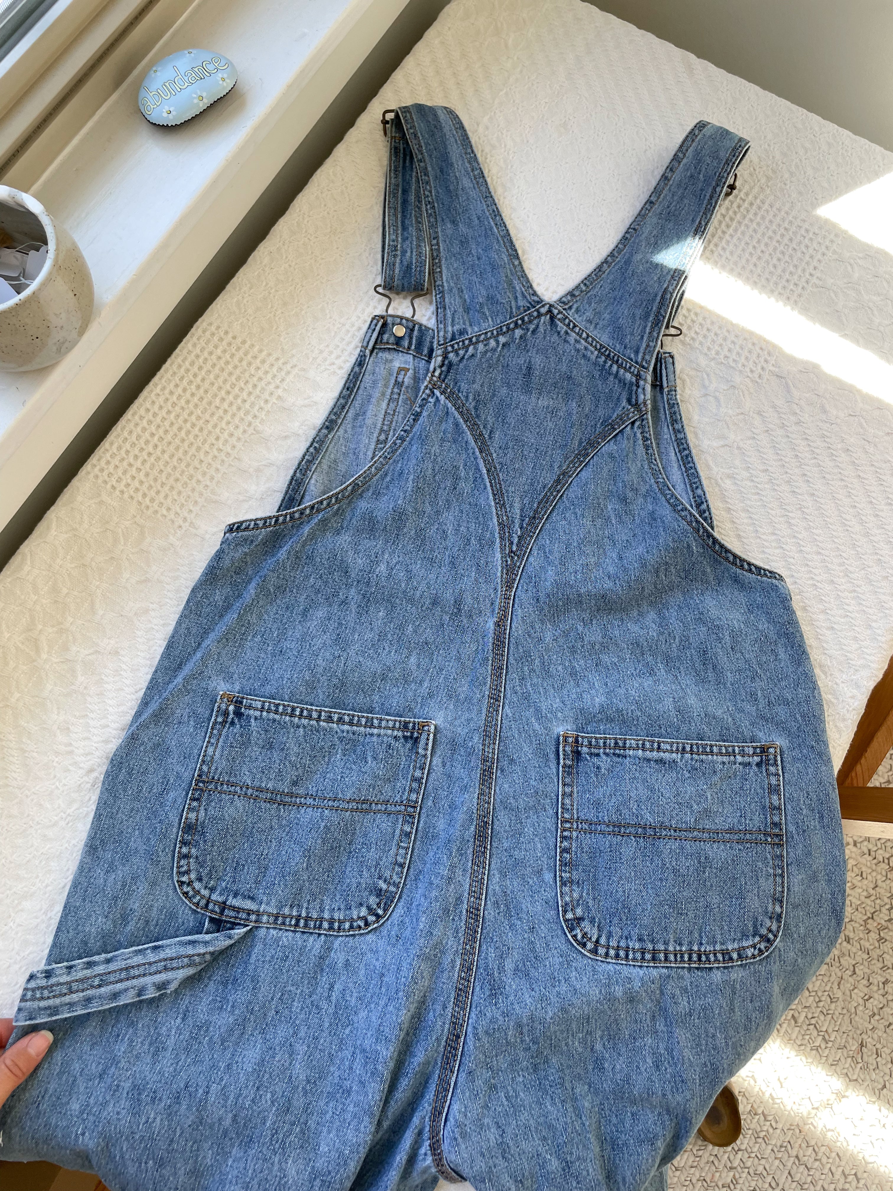 Light Wash Capri Overalls (S)