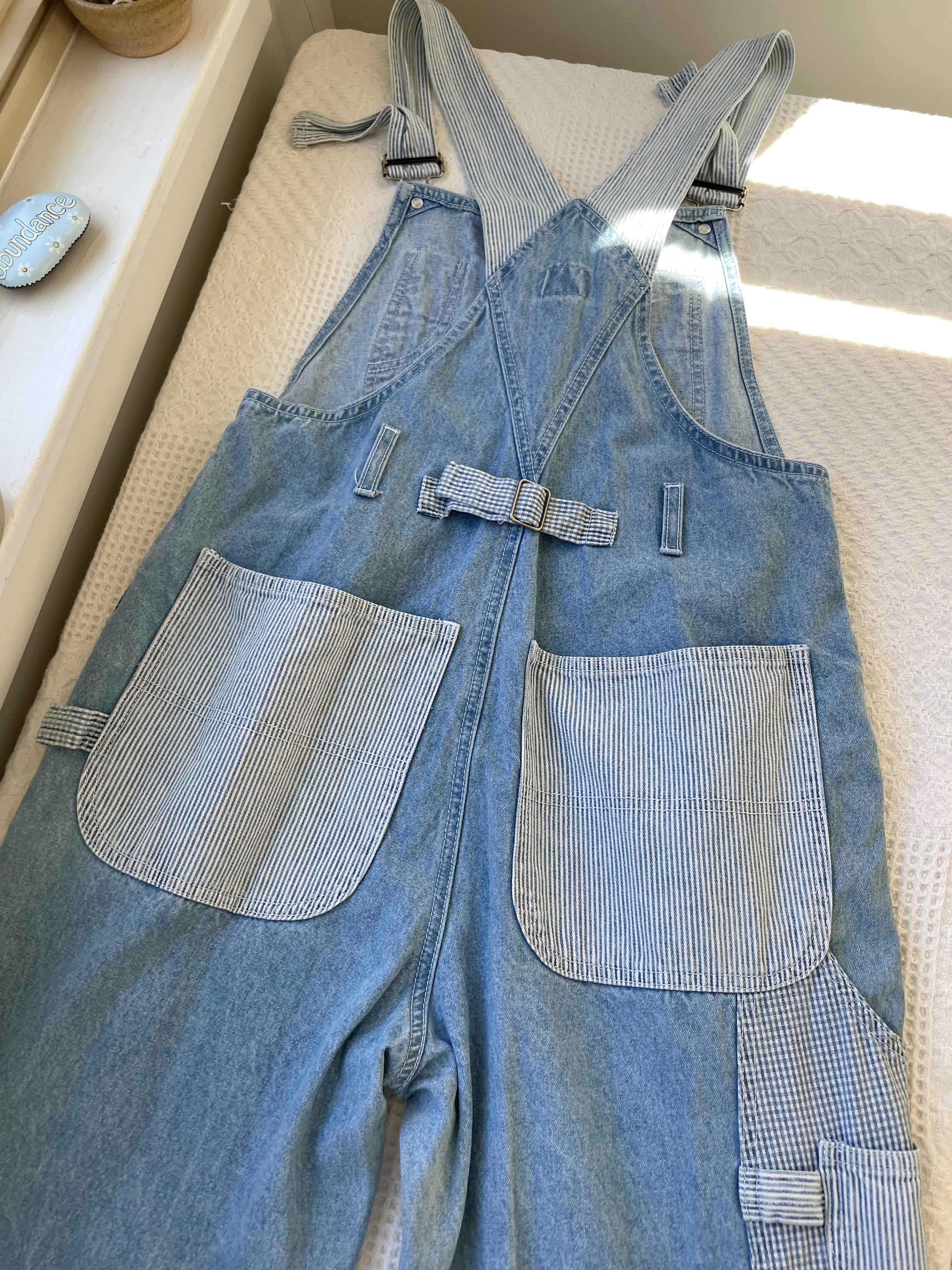 Vintage Striped &amp; Gingham Patchwork Overalls (S)