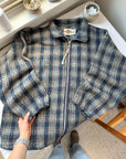 The Plaid Fleece Zip Up Coat (M)