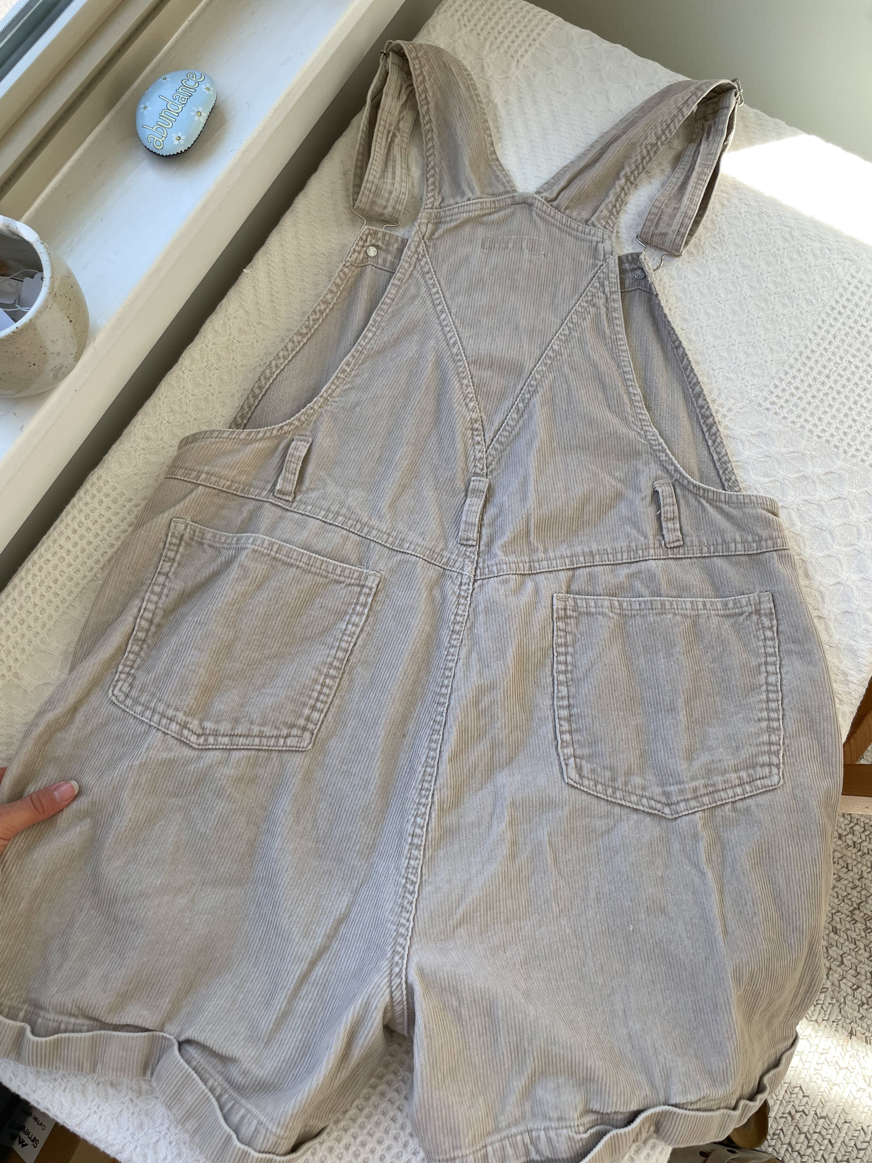 Beige Microcord Shortalls (XL)