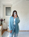 The Sky Blue Cable Knit Cardigan (XL)