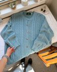 The Sky Blue Cable Knit Cardigan (XL)