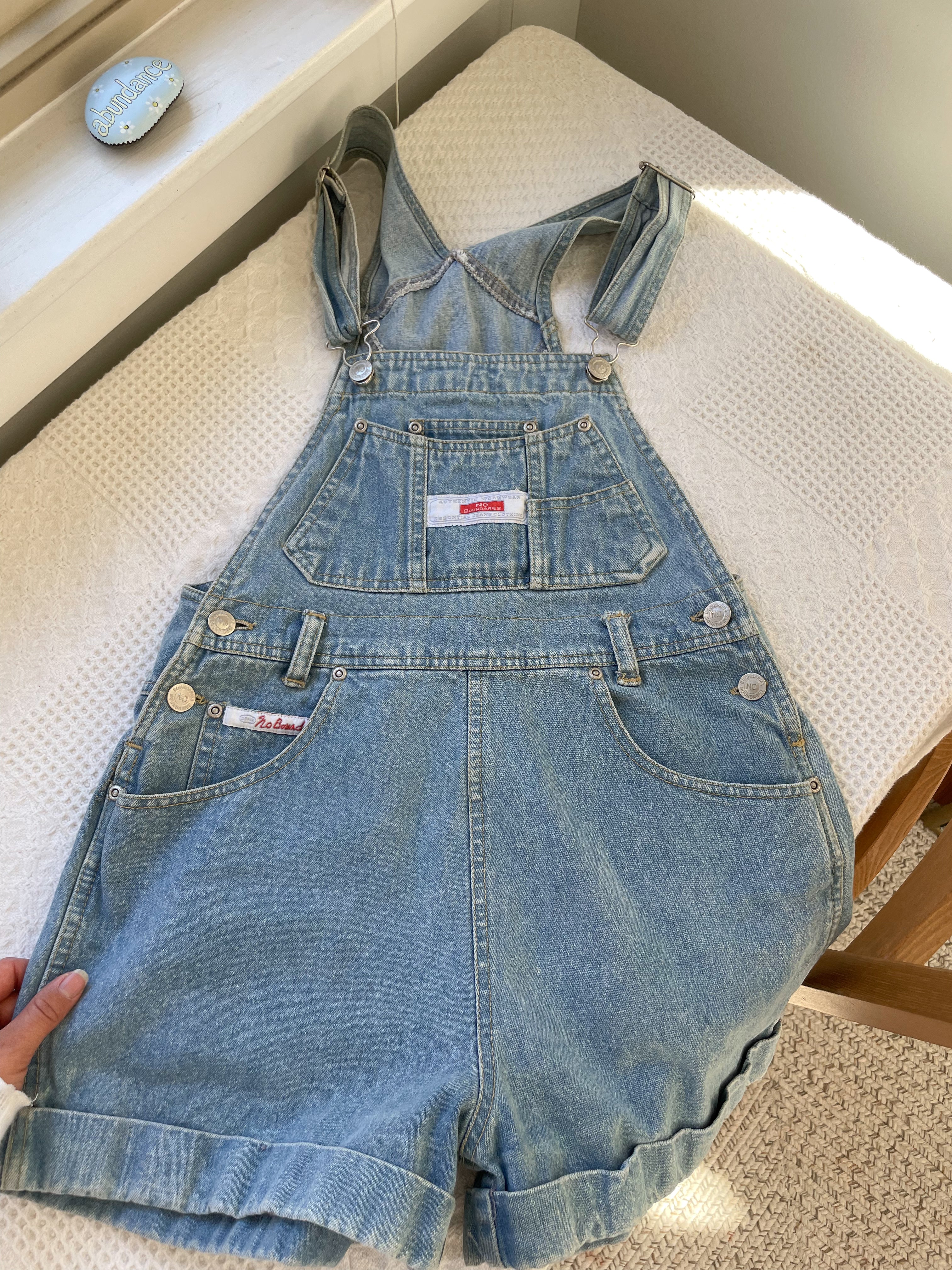 Light Wash No Boundaries Shortalls (S)