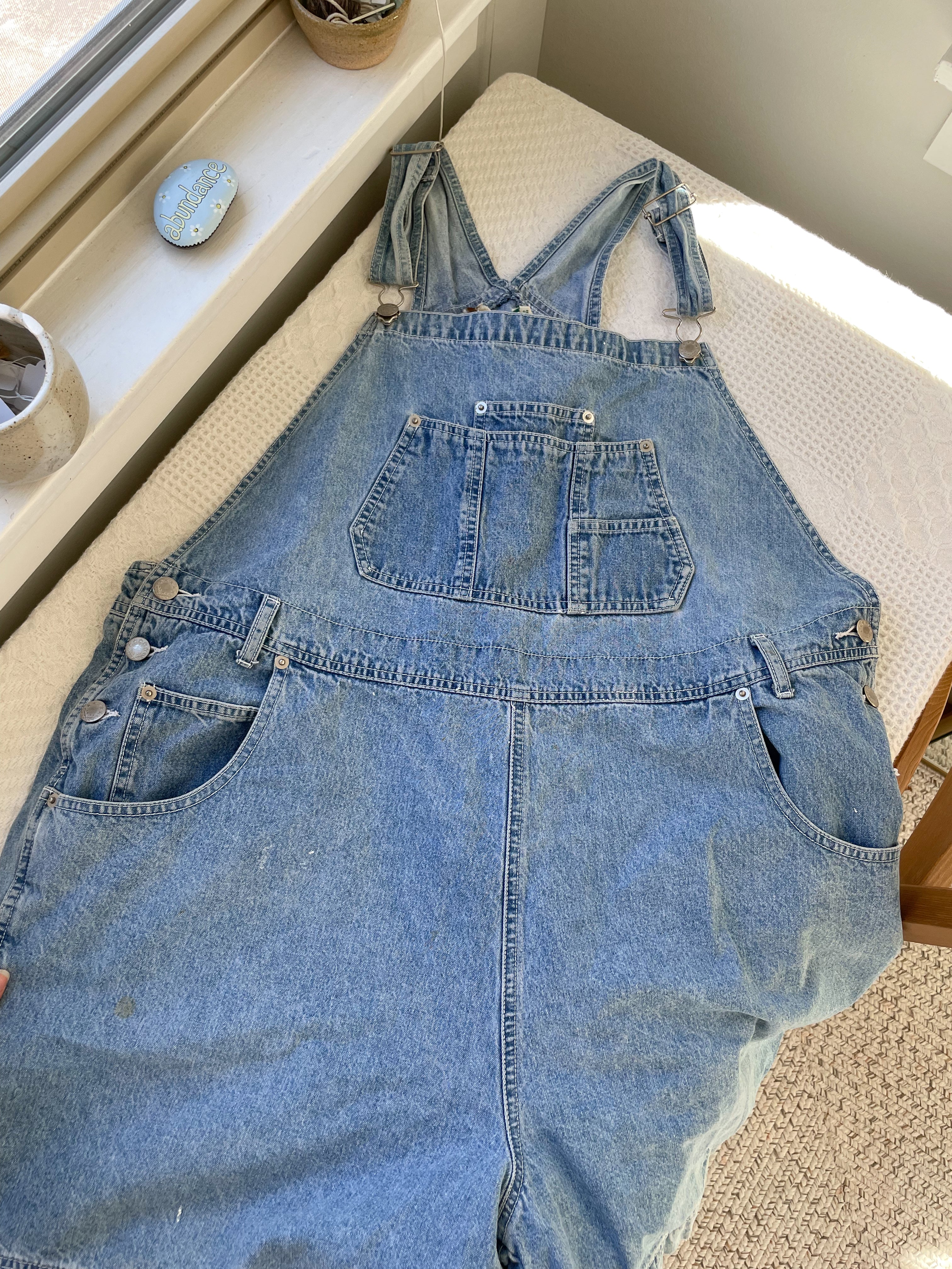 Plus Size Light Wash Shortalls (2x)