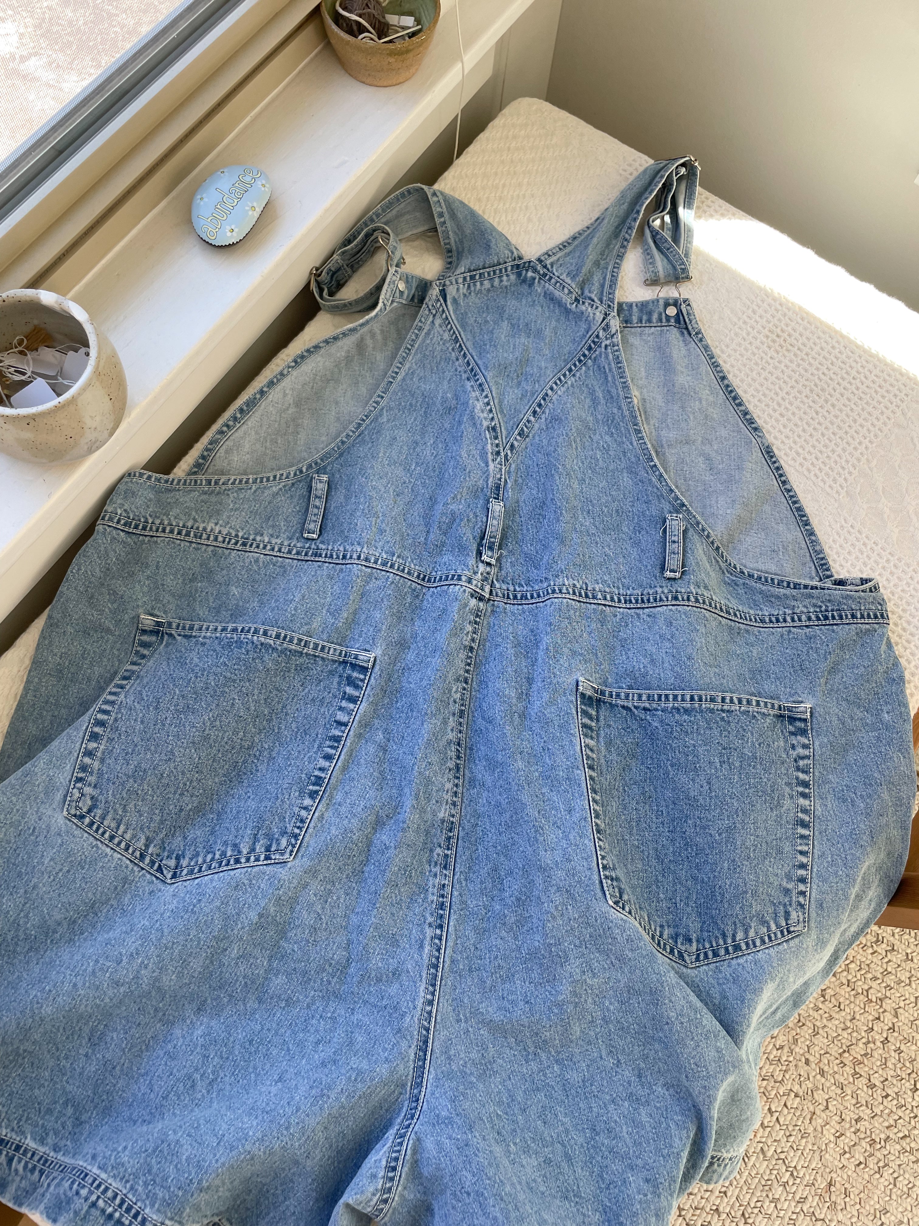 Plus Size Light Wash Shortalls (2x)