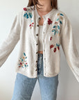 The Maroon & Teal Leaf Cardigan (XL)
