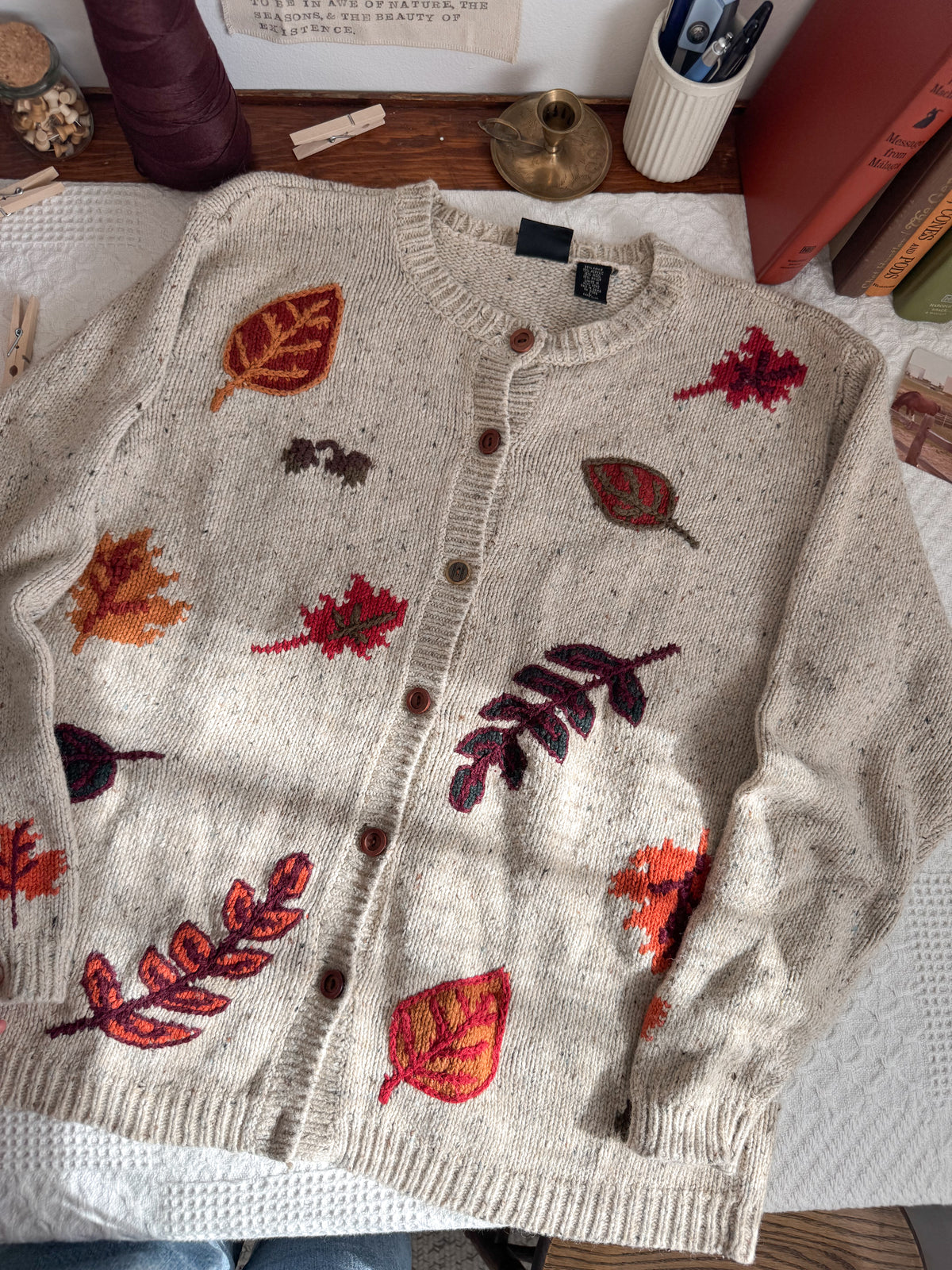The Speckled Falling Leaf Cardigan (XL)
