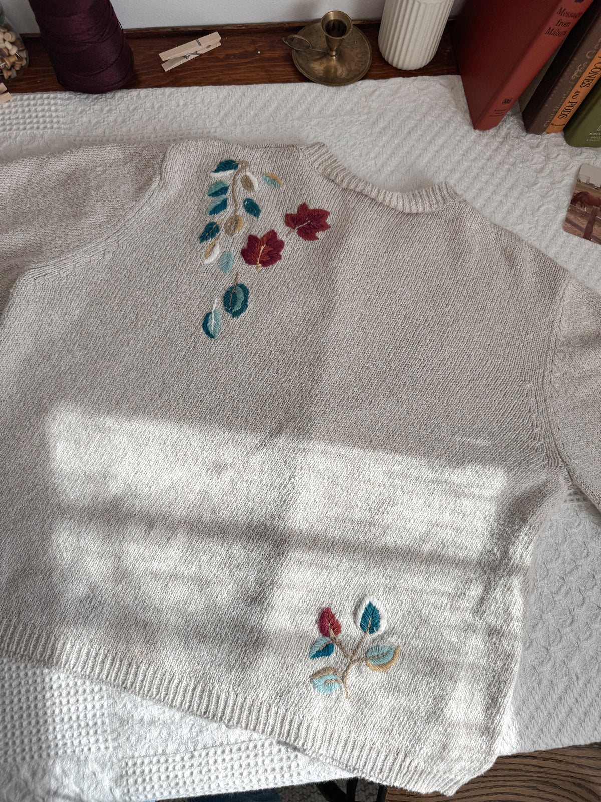 The Maroon &amp; Teal Leaf Cardigan (XL)