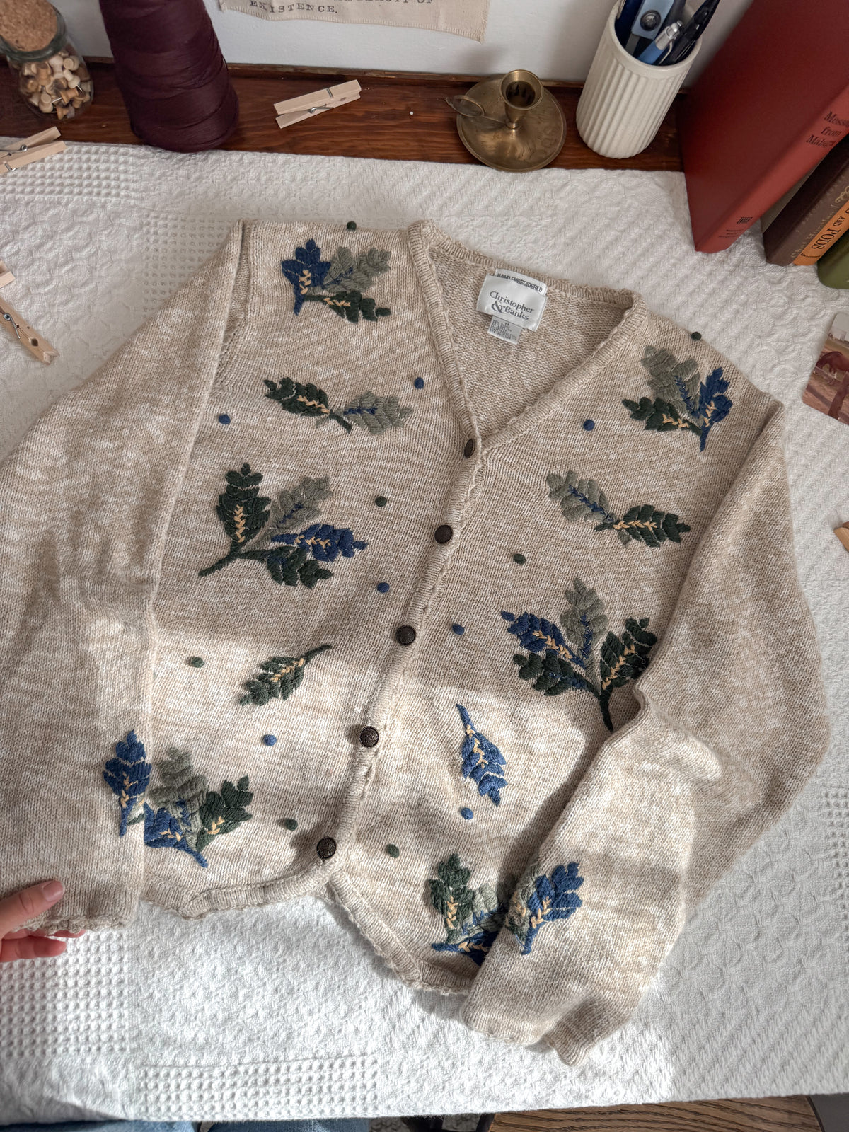 The Sundown Moss Leaf Cardigan (M)