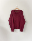 Vintage Maroon Cable Knit Sweater (L)