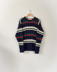 Vintage Navy & White Striped Knit (L)