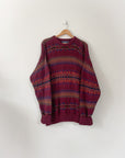 Vintage Maroon Chunky Pattern Knit (L)