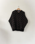 Vintage Black Chenille Lattice Sweater (L)