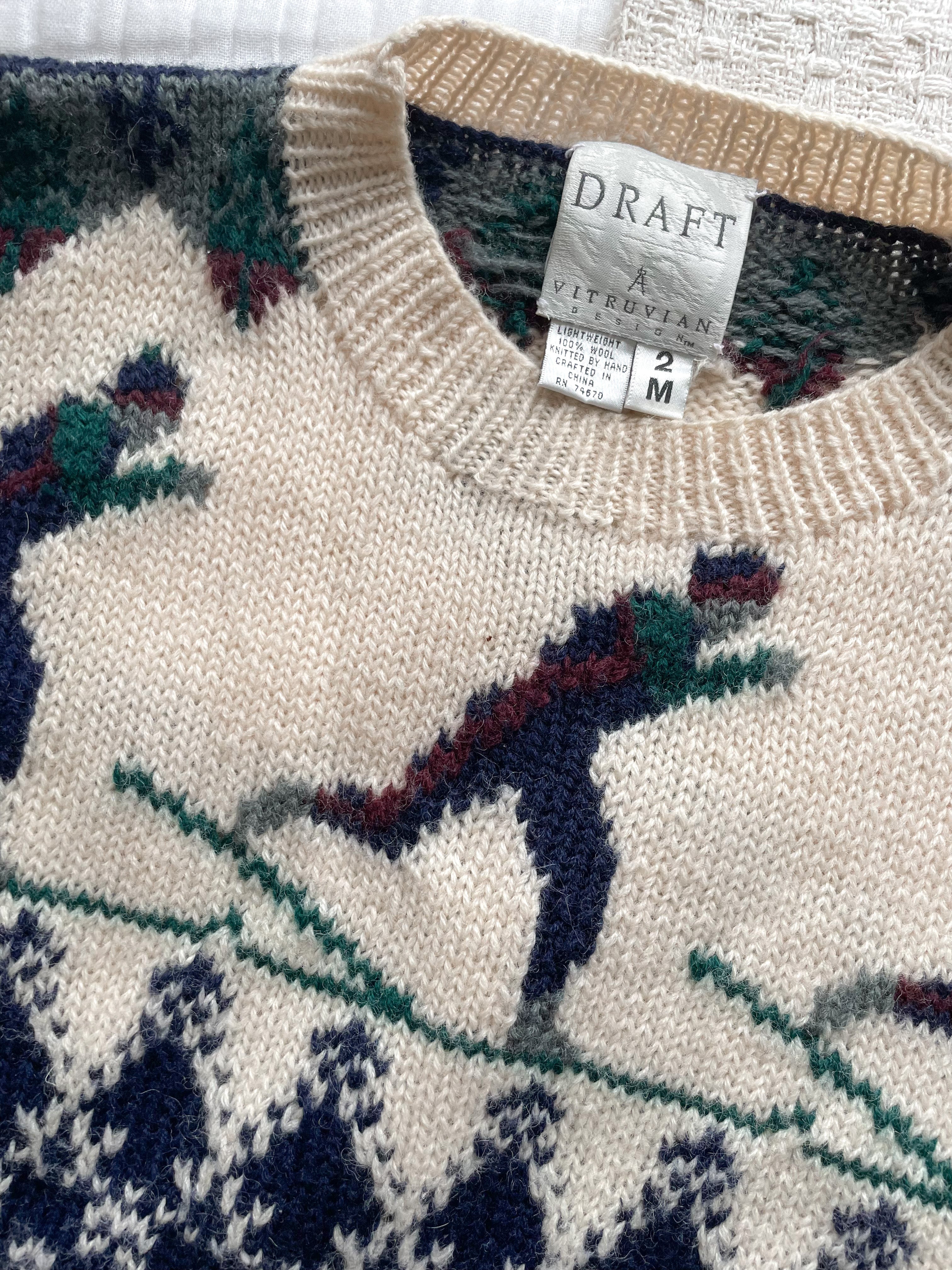 Vintage Wool Skier Sweater (M)