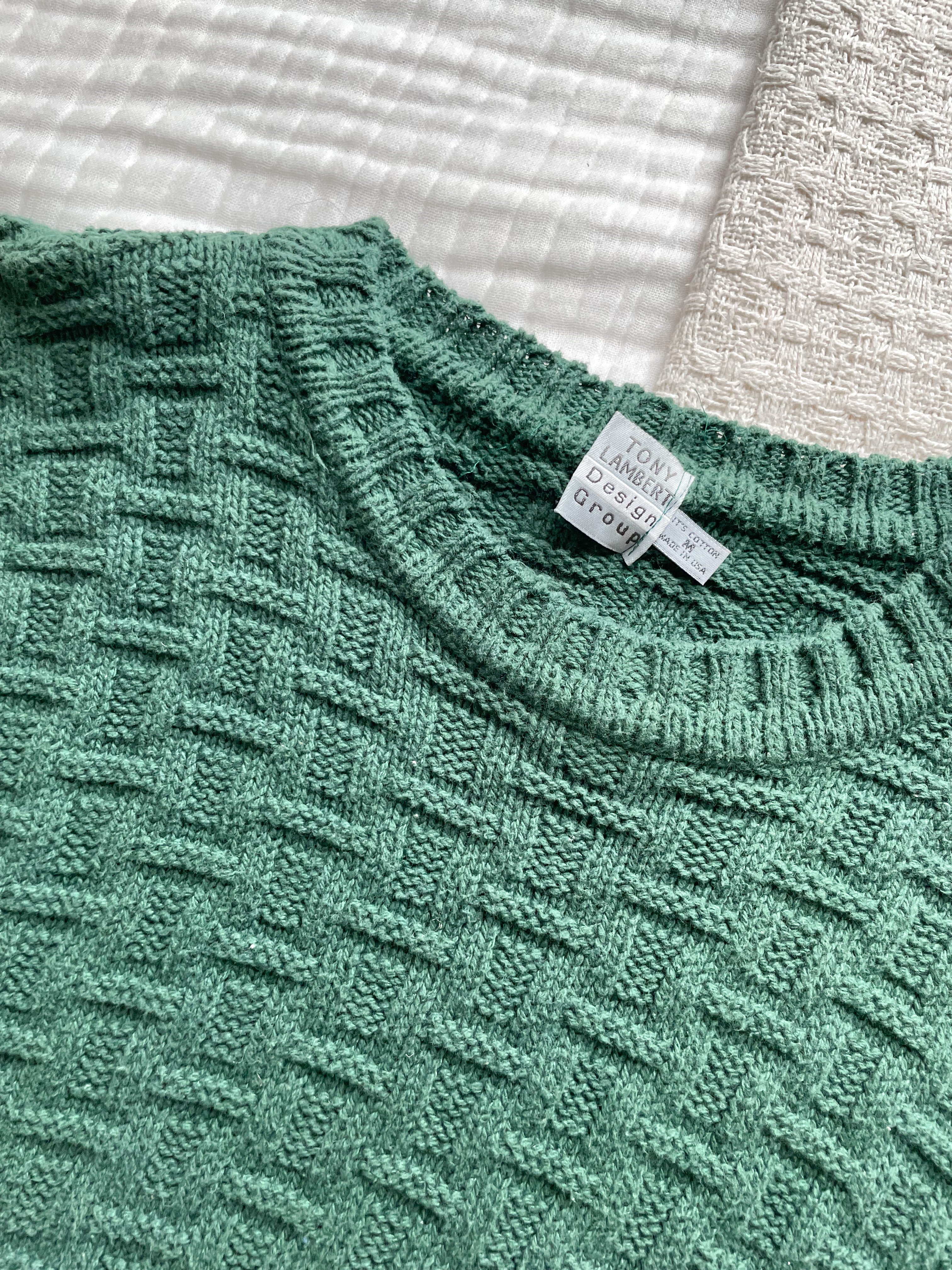 Vintage Forest Green Woven Sweater (M)