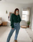 Vintage Forest Green Woven Sweater (M)