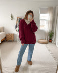 Vintage Maroon Cable Knit Sweater (L)