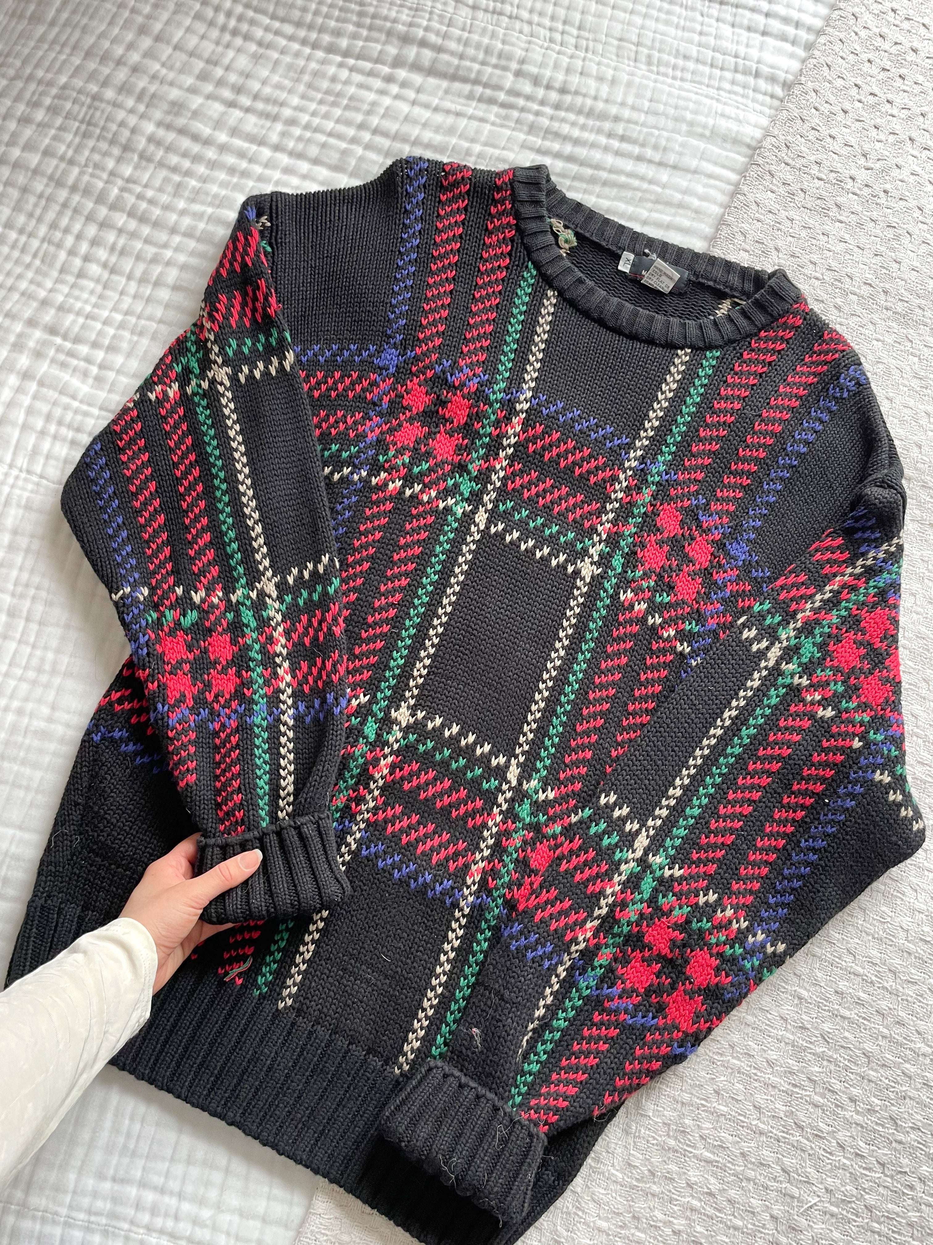 Vintage Black &amp; Plaid Knit (XL)