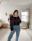 Vintage Black & Plaid Knit (XL)