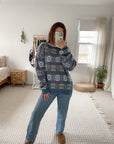 Vintage Blue & Pink Pattern Knit (L)