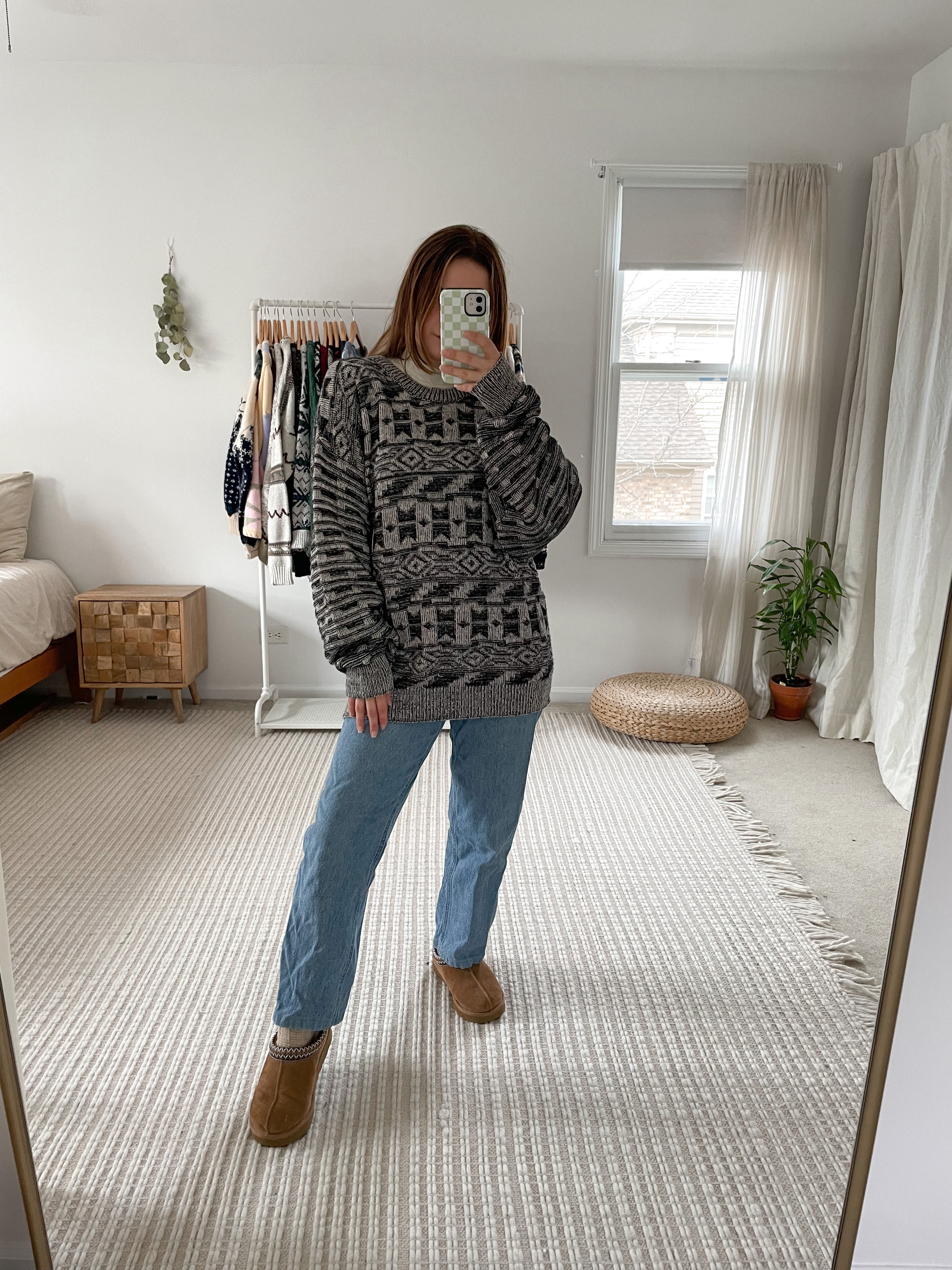 Vintage Monotone Pattern Knit (XL)