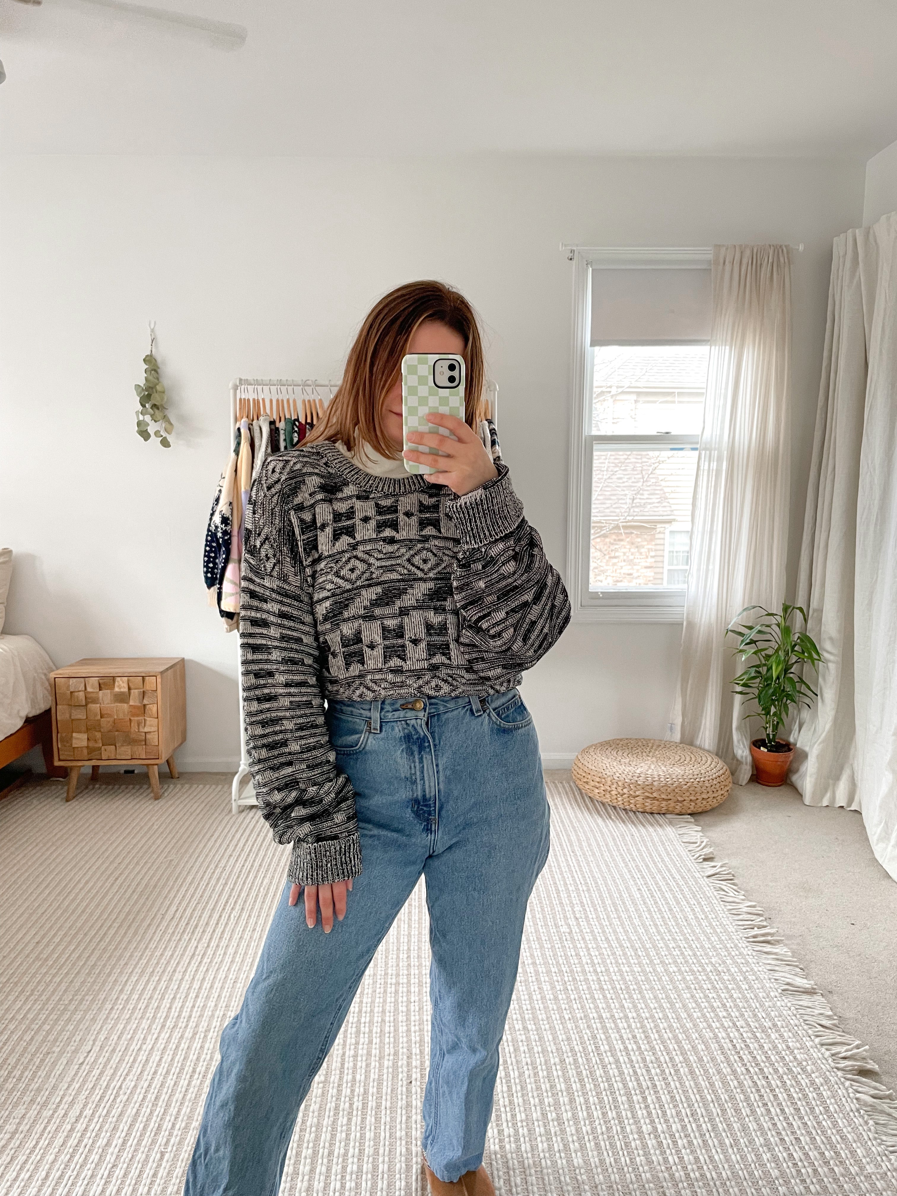 Vintage Monotone Pattern Knit (XL)