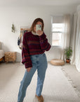 Vintage Maroon Chunky Pattern Knit (L)