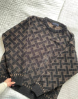 Vintage Black Chenille Lattice Sweater (L)