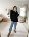 Vintage Black Chenille Lattice Sweater (L)