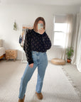 Vintage Black Chenille Lattice Sweater (L)