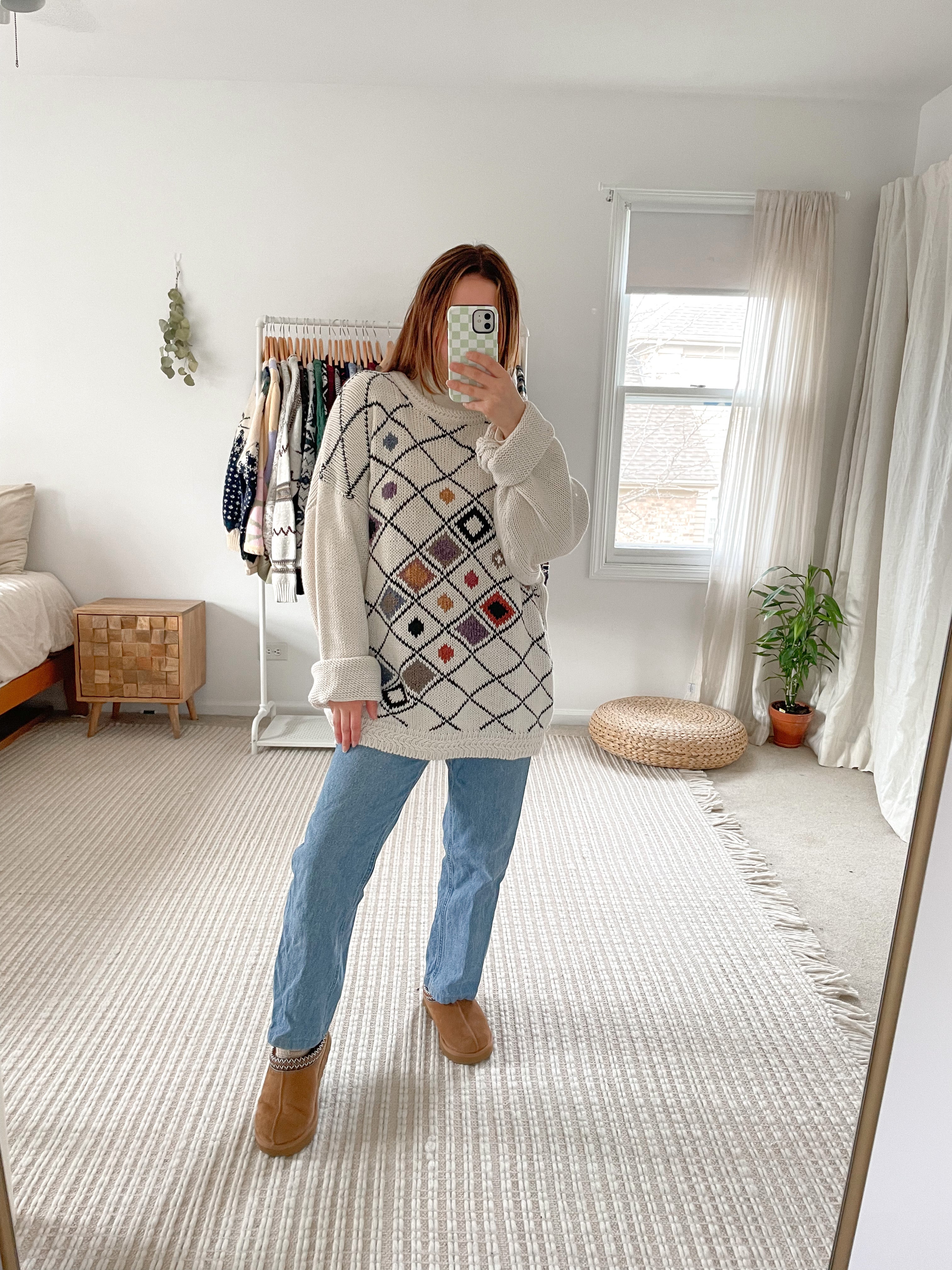 Vintage Abstract Diamond Sweater (L)