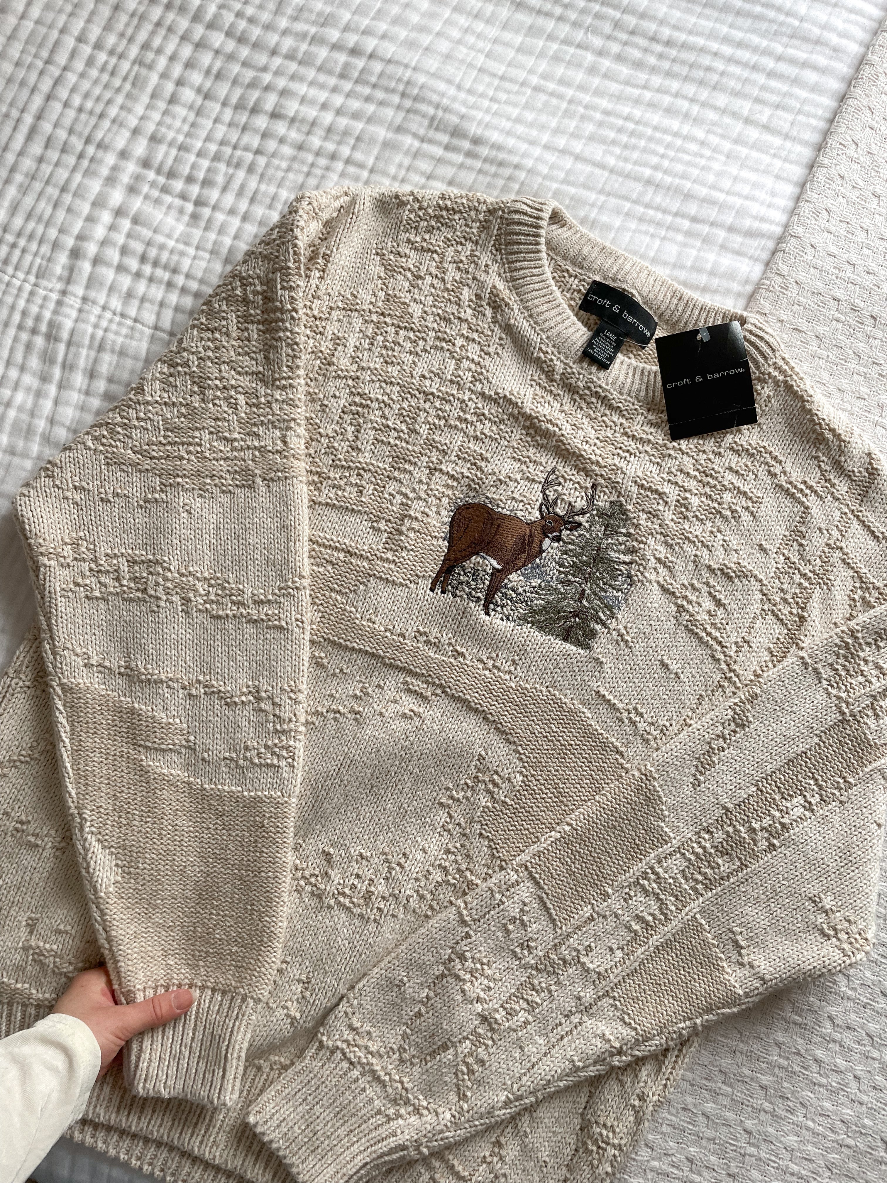 Vintage NWT Textured Deer Sweater (L)