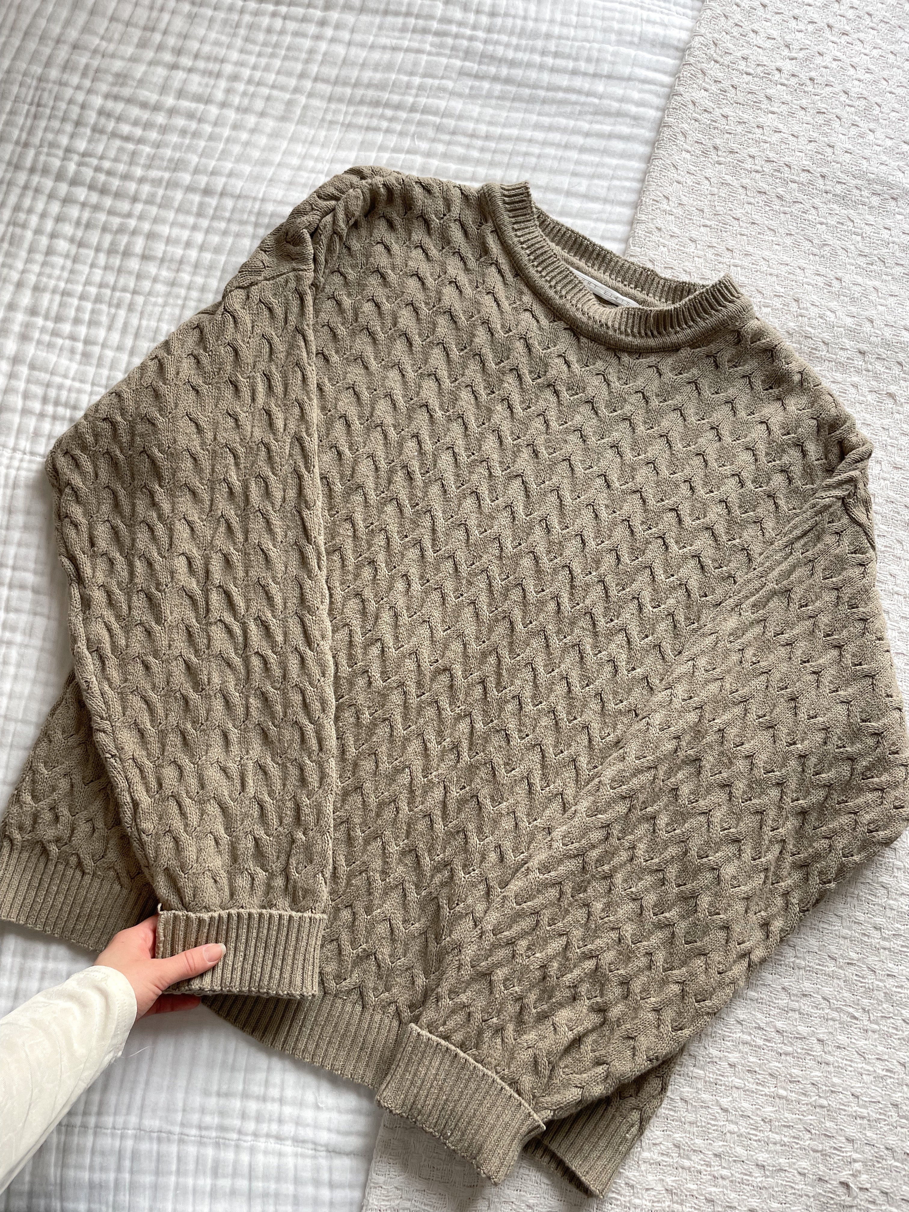 Vintage Beige Woven Sweater (M)