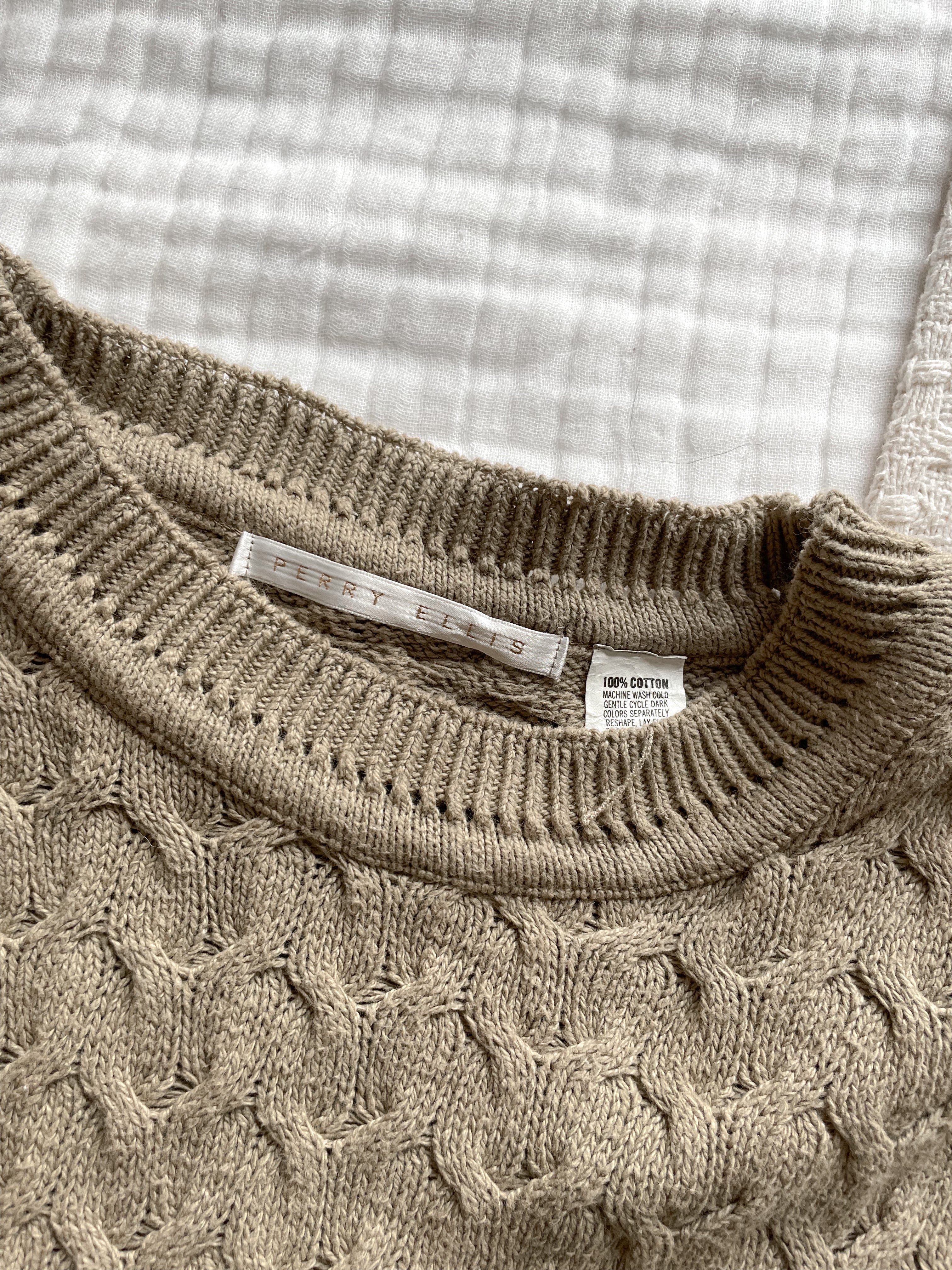 Vintage Beige Woven Sweater (M)