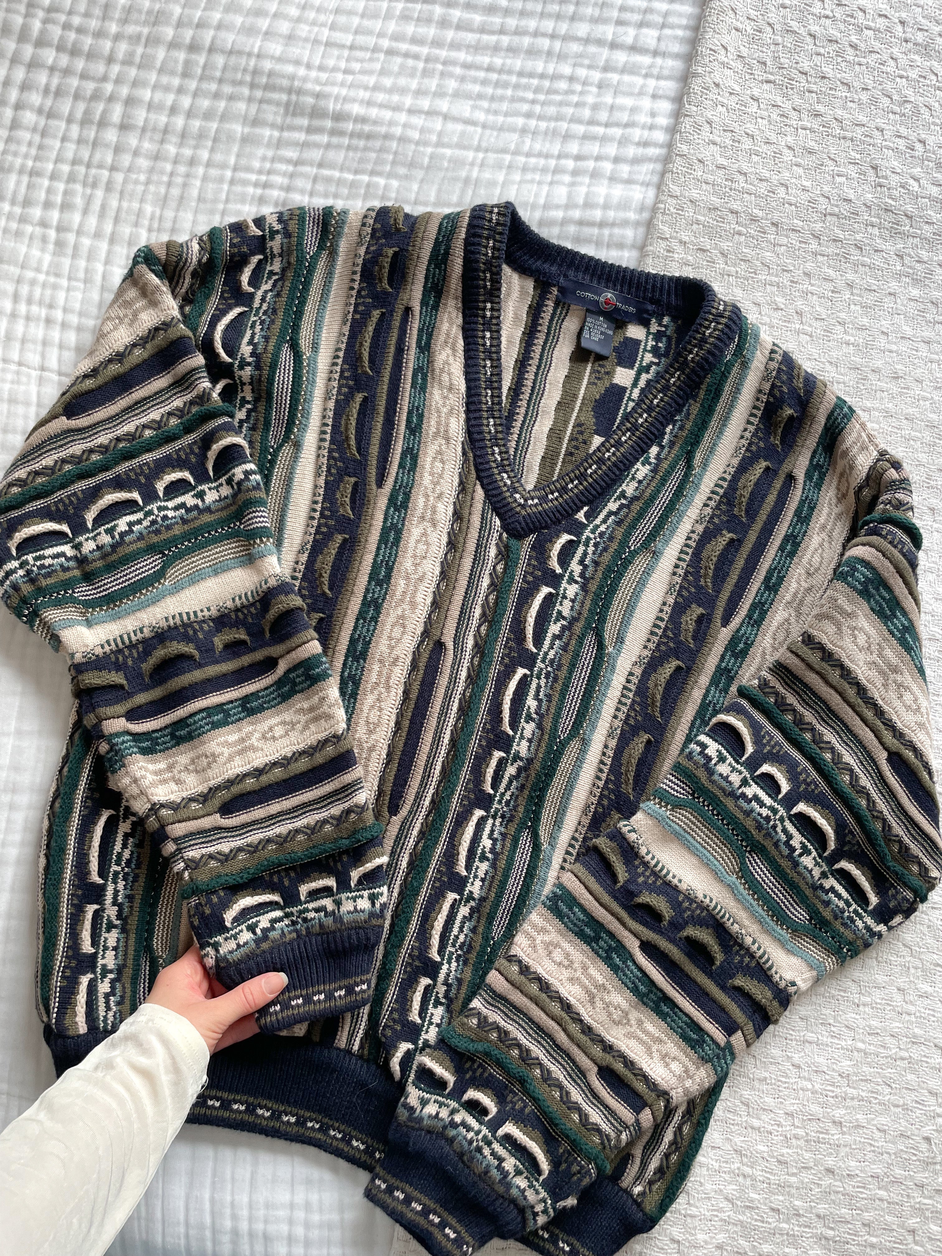 Vintage Coogi Style V Neck Sweater (M)