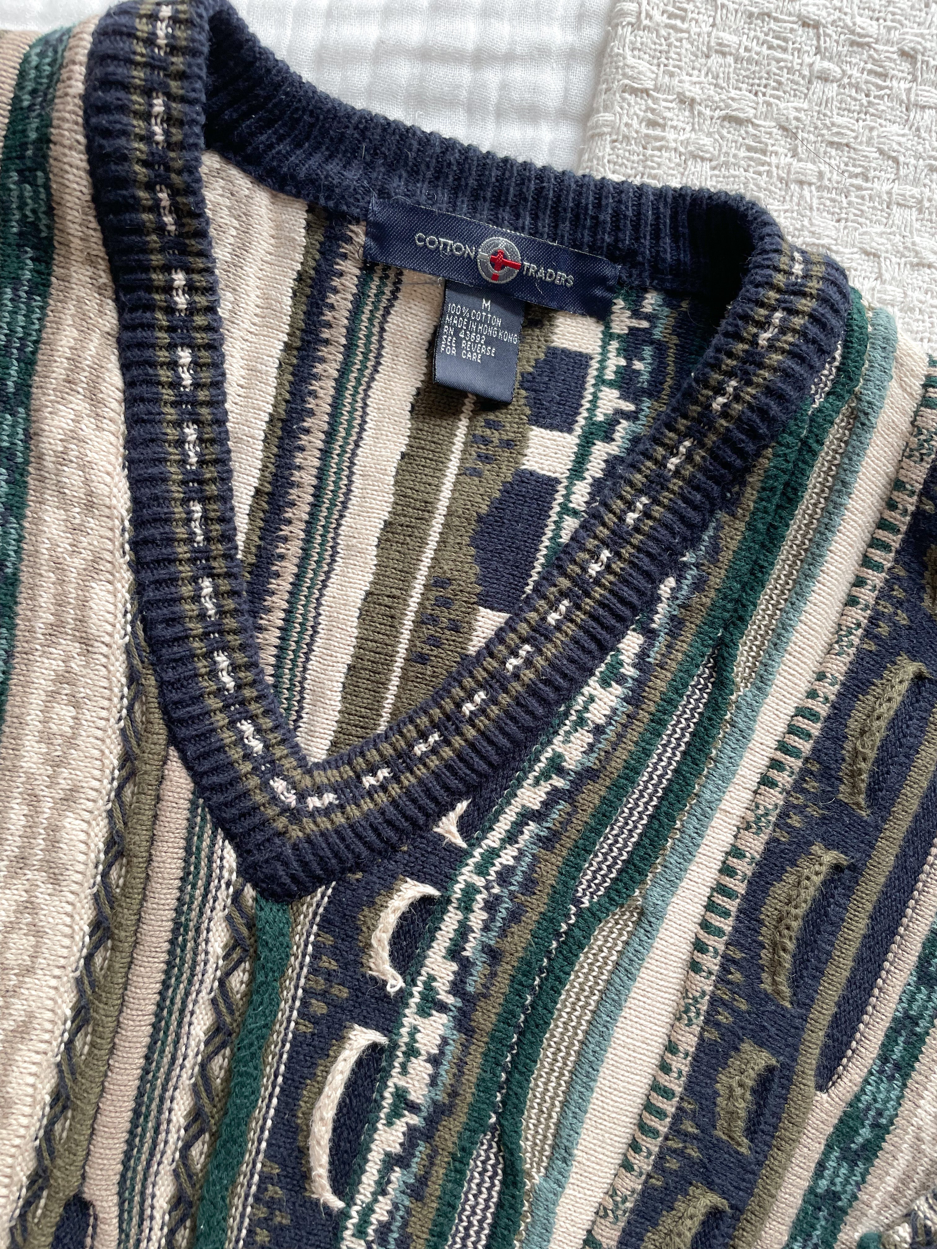 Vintage Coogi Style V Neck Sweater (M)