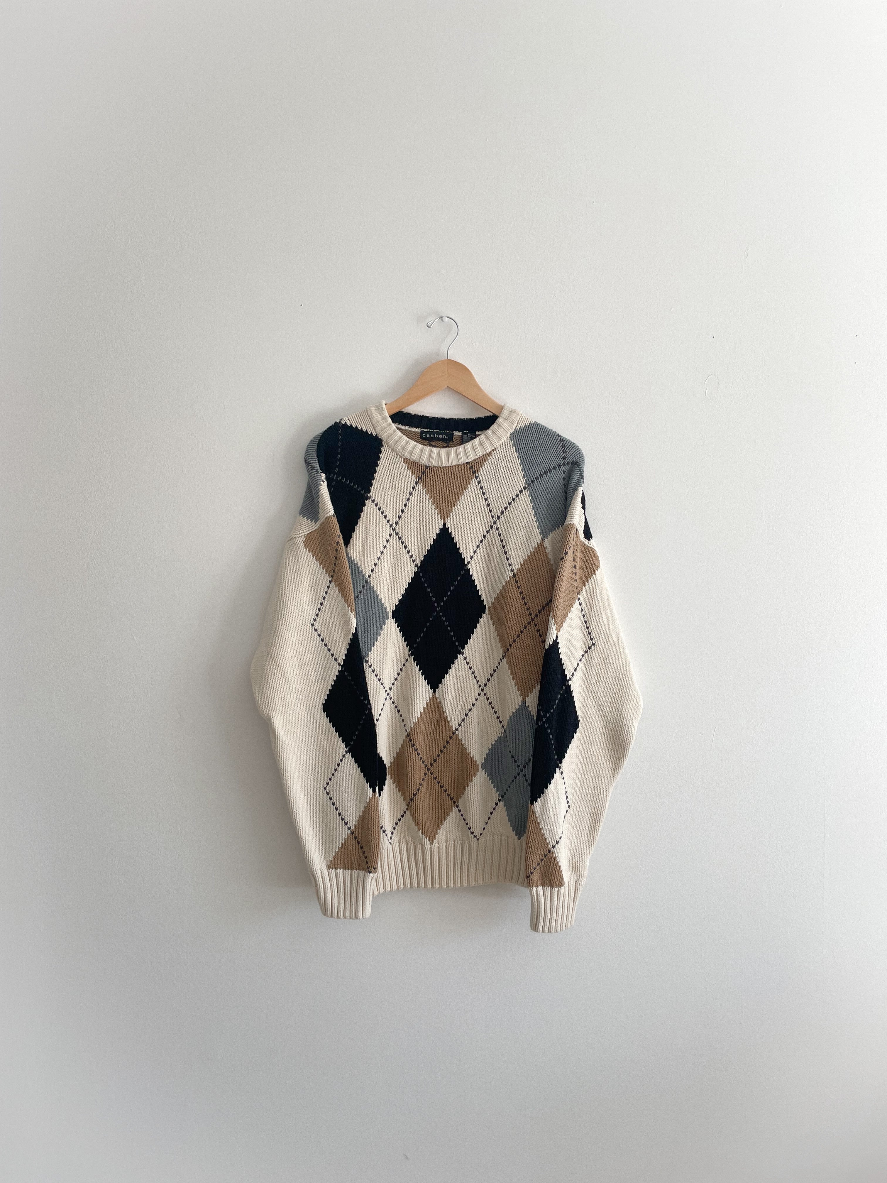 Vintage Argyle Sweater (XL)