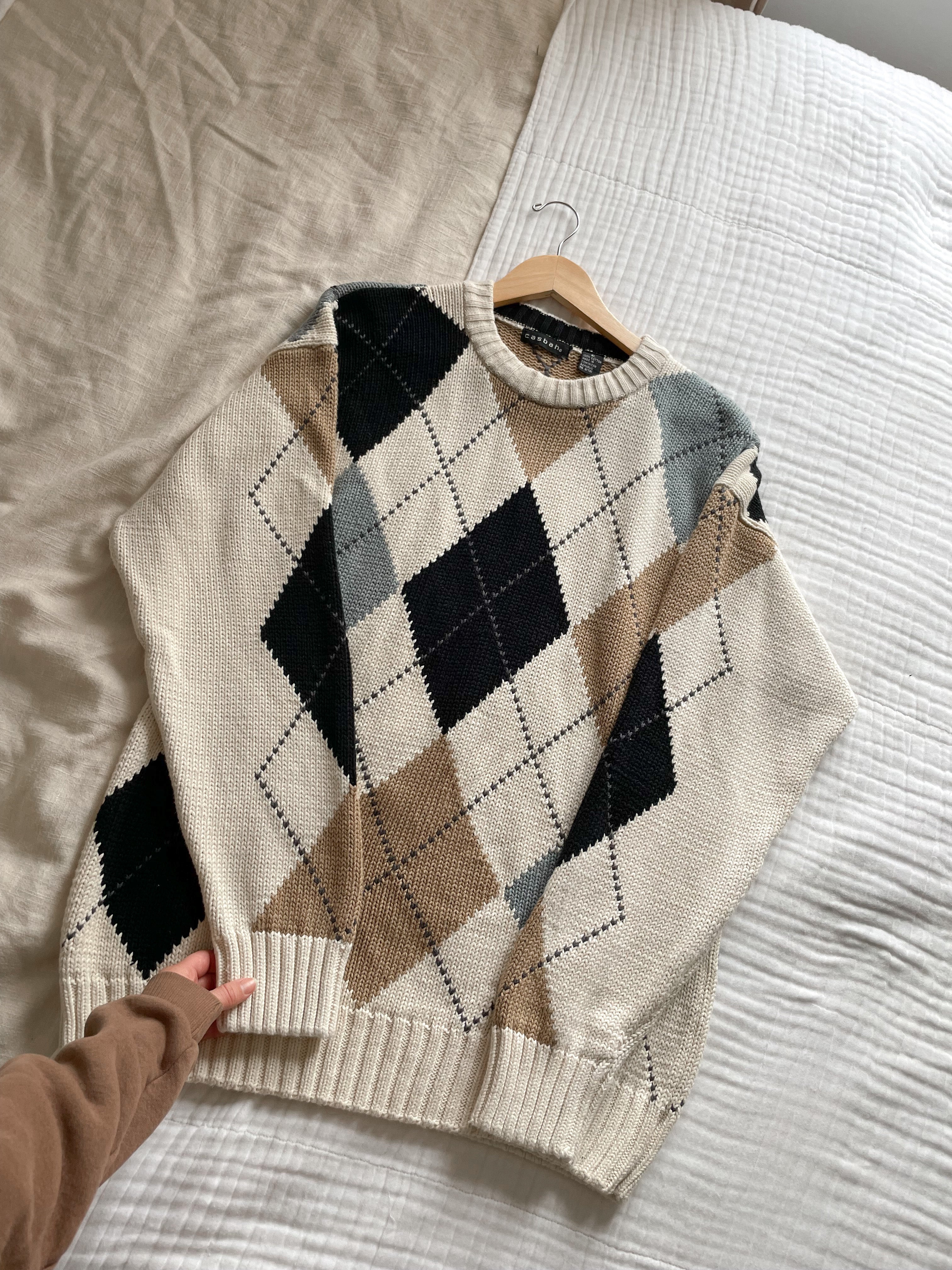 Vintage Argyle Sweater (XL)