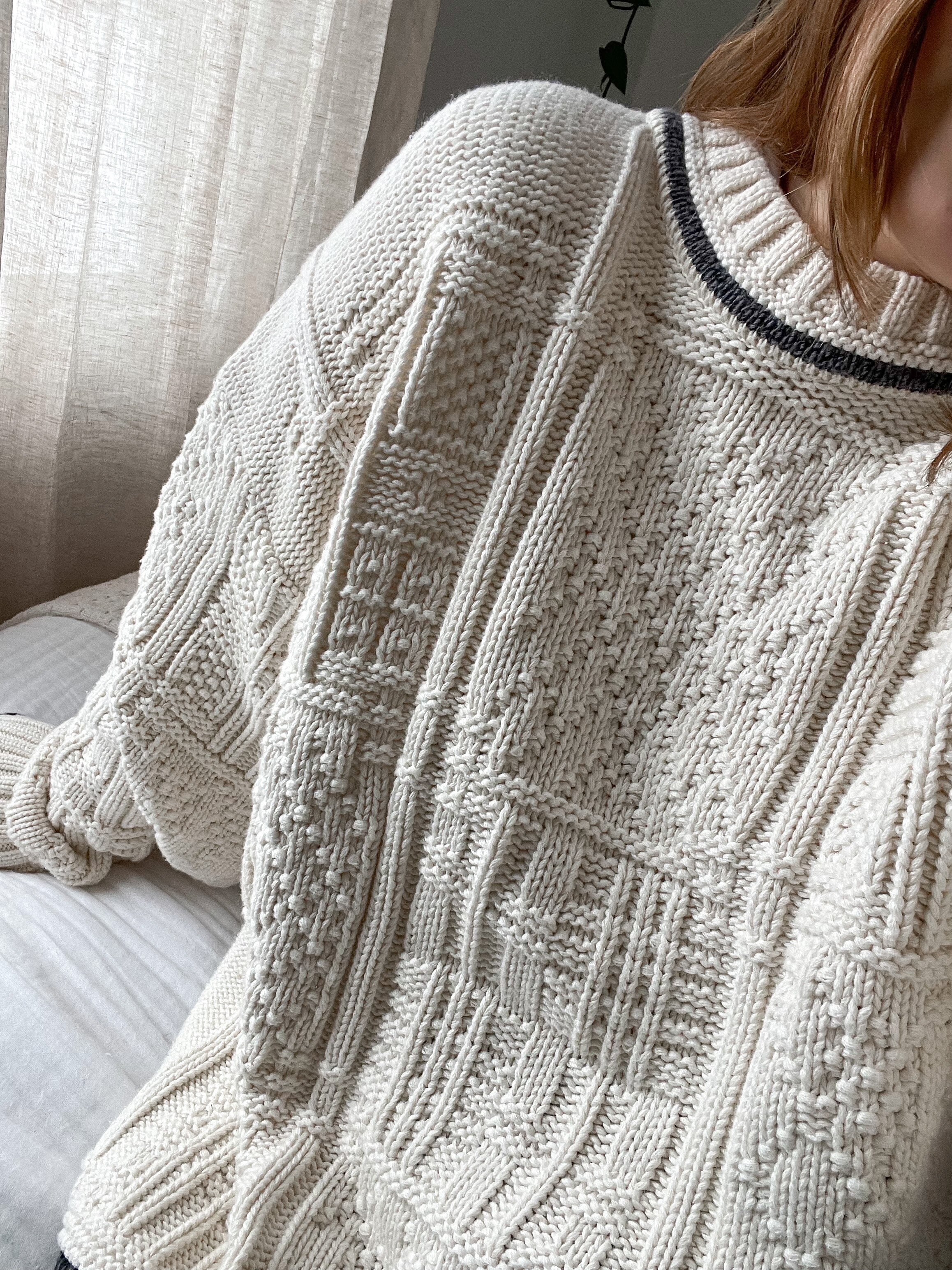 Vintage Cream Textured Sweater (XL)
